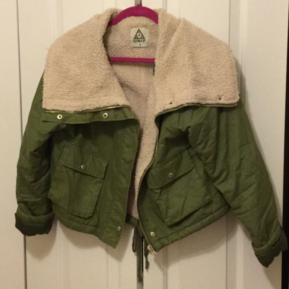 Urban Outfitters Cropped Sherpa Military Jacket